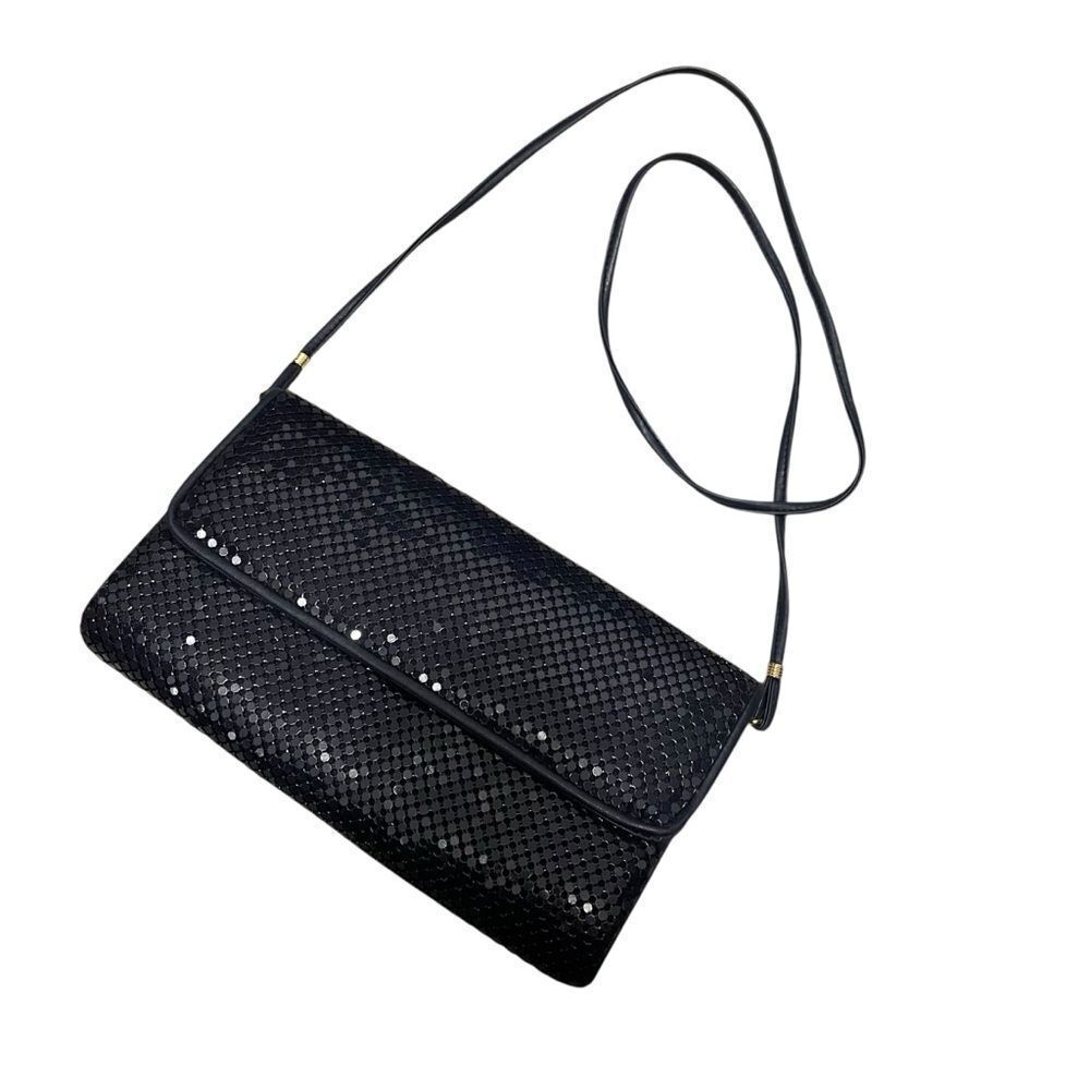 Whiting And Davis Navy Chainmail Clutch Crossbody… - image 1